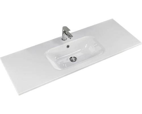 Waschtischplatte mit Aufsatzwaschbecken und Armatur