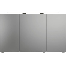 Badmöbel-Set Pelipal Sunline 121 BxHxT 121 x 200 x 46 cm Frontfarbe sangallo grau mit Mineralguss-Waschtisch Waschtischunterschrank und Spiegelschrank mit LED-Beleuchtung