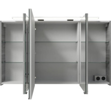 Badmöbel-Set Pelipal Sunline 121 BxHxT 121 x 200 x 46 cm Frontfarbe sangallo grau mit Mineralguss-Waschtisch Waschtischunterschrank und Spiegelschrank mit LED-Beleuchtung
