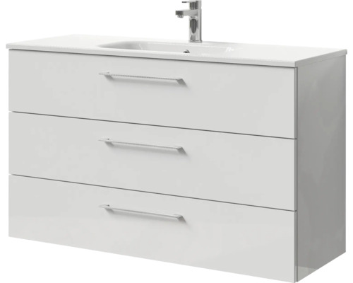 Waschtischunterschrank mit drei Schubladen, Waschbecken und Armatur
