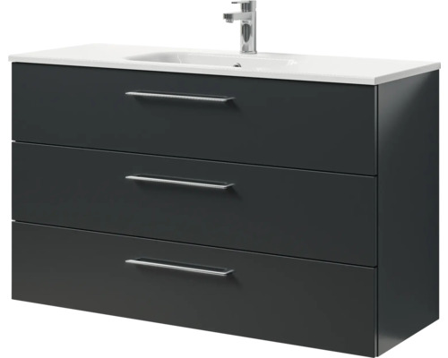 Waschbeckenunterschrank mit drei Schubladen und Aufsatzwaschbecken