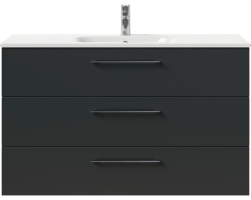 Waschtischunterschrank mit drei Schubladen und Aufsatzwaschbecken