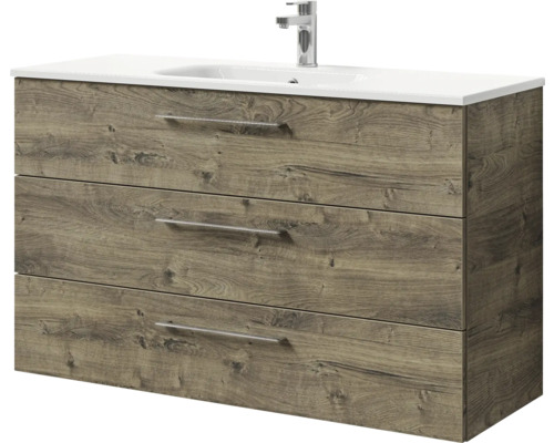 Waschtischunterschrank mit drei Schubladen und Waschbecken