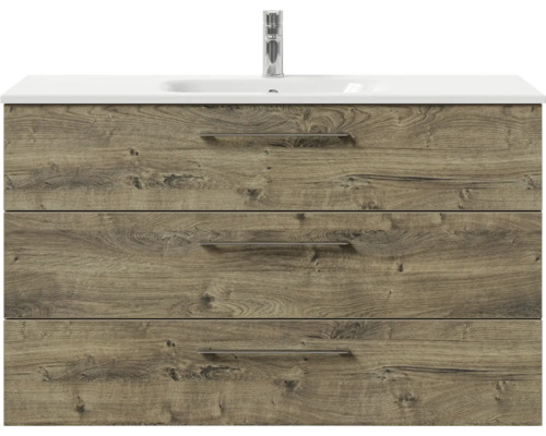 Waschtischunterschrank mit drei Schubladen und Waschbecken