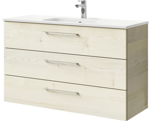 Waschtischunterschrank mit drei Schubladen, Waschbecken und Armatur