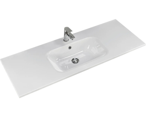 Waschtisch mit Armatur und rechteckigem Waschbecken