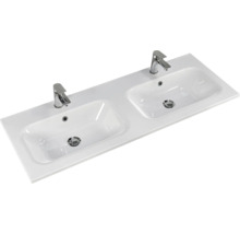 Badmöbel-Set Pelipal Sunline 121 BxHxT 121 x 74 x 46 cm Frontfarbe weiß hochglanz mit Mineralguss-Doppelwaschtisch und Waschtischunterschrank 3 Schubkästen
