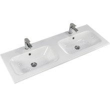 Badmöbel-Set Pelipal Sunline 121 BxHxT 121 x 74 x 46 cm Frontfarbe Polar Pinie mit Mineralguss-Doppelwaschtisch und Waschtischunterschrank 3 Schubkästen