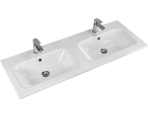 Waschtisch mit zwei Becken und Armaturen