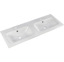 Badmöbel-Set Pelipal Sunline 121 BxHxT 121 x 74 x 46 cm Frontfarbe Polar Pinie mit Mineralguss-Doppelwaschtisch und Waschtischunterschrank 3 Schubkästen