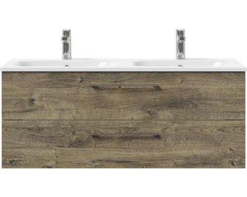 Waschtischunterschrank mit zwei Auszügen und zwei Waschbecken