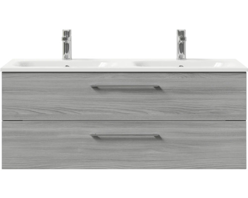 Waschtischunterschrank mit zwei Waschbecken und zwei Schubladen