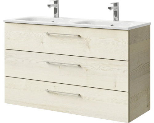 Waschtischunterschrank mit drei Schubladen und Doppelwaschbecken