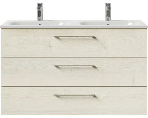 Waschtischunterschrank mit drei Schubladen und Doppelwaschbecken