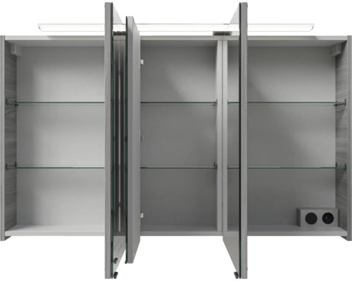 Offener Spiegelschrank mit Glasböden