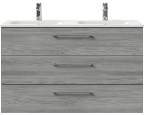 Waschtischunterschrank mit drei Schubladen und Doppelwaschbecken