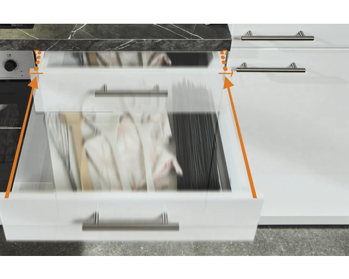 Küchenschrank mit Schublade und Inhalt