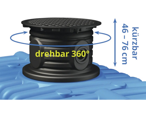 Drehbarer und kürzbarer Schachtaufsatz von 46 bis 76 Zentimeter für einen Sickertank