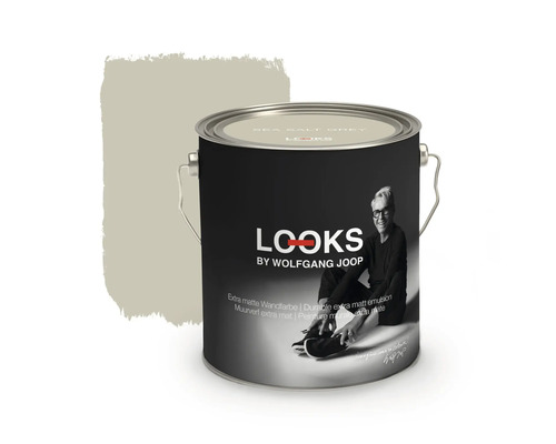 LOOKS by Wolfgang Joop Wandfarbe Seasalt Grey 2,5 l Farbeimer Looks by Wolfgang Joop Sea Salt Grey mit Farbfleck