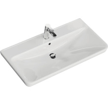 Badmöbel-Set Pelipal Sunline 105 BxHxT 96 x 200 x 48,5 cm Frontfarbe Polar Pinie mit Keramik-Waschtisch Waschtischunterschrank und Spiegelschrank mit LED-Beleuchtung