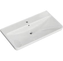 Badmöbel-Set Pelipal Sunline 105 BxHxT 96 x 200 x 48,5 cm Frontfarbe Polar Pinie mit Keramik-Waschtisch Waschtischunterschrank und Spiegelschrank mit LED-Beleuchtung