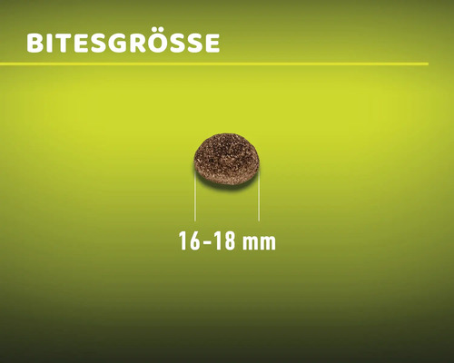 Bissengröße des Hundefutters mit 16 bis 18 Millimeter Durchmesser