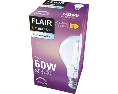 FLAIR LED Lampe dimmbar A60 E27/7W(60W) 806 lm 4000 K