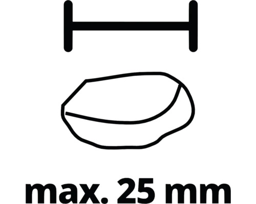 Maximale Steingröße 25 Millimeter Symbol