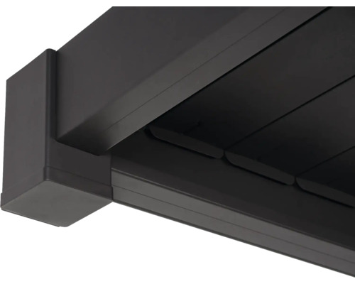 Detailansicht einer Aluminium Terrassenüberdachung mit Lamellen