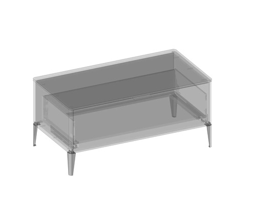 Couchtisch mit Glasplatte und vier Füßen