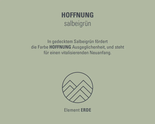 Farbe Hoffnung Salbeigrün mit Symbol Element Erde