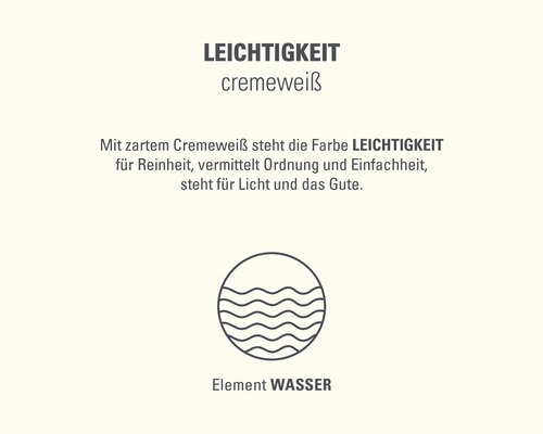 Leichtigkeit Cremeweiß Farbeigenschaften mit Wasser Element Symbol