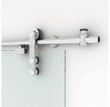 Pertura Glasschiebetür Komplettset Neta 4-Stripes 920 x 2043 x 8 mm Links/Rechts inkl. Beschlag Tildra Edelstahl, Einzugsdämpfung,Griffmuschel