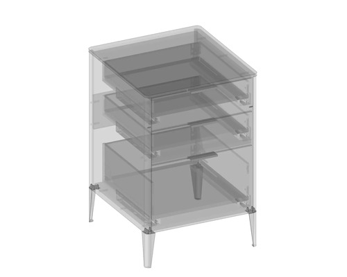 Waschbeckenunterschrank mit drei Schubladen und Füßen