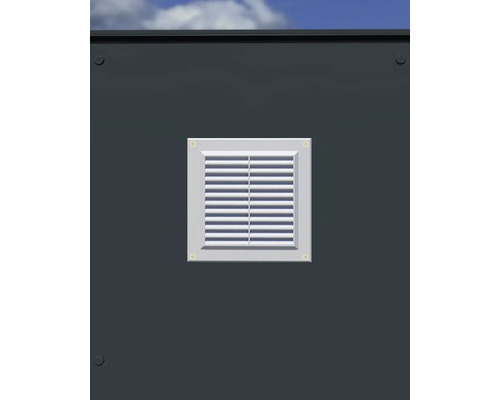 Quadratischer Mauerkasten mit Lamellen für Zuluft