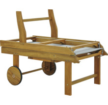 Sonnenliege GARDEN PLACE Linda 195 x 63 x 40 cm natur aus robustem Akazienholz, Rückenlehne verstellbar, Klappfunktion für platzsparende Lagerung, mit Rollen, inkl. ausziehbarer Beistelltisch