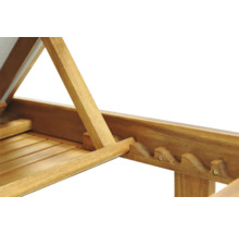 Sonnenliege GARDEN PLACE Linda 195 x 63 x 40 cm natur aus robustem Akazienholz, Rückenlehne verstellbar, Klappfunktion für platzsparende Lagerung, mit Rollen, inkl. ausziehbarer Beistelltisch