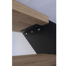 Pertura Wangentreppe Libra Eiche ohne Setzstufen Pulverbeschichtet Seitenwange Schwarz gerade 87 cm 10 Stufen / 11 Steigungen Stabgeländer