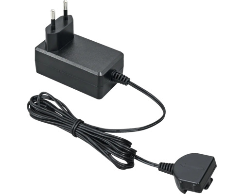 Schwarzes Netzteil mit Stecker und Kabel