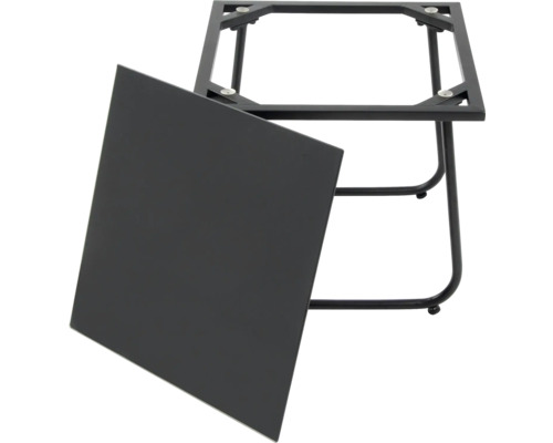 Blumenhocker mit Metallgestell und quadratischer Tischplatte