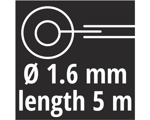 Symbol für Draht mit 1.6 mm Durchmesser und 5 m Länge