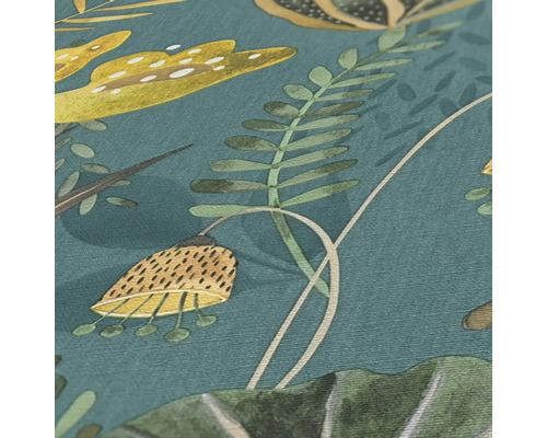 Nahaufnahme einer strukturierten Tapete mit Pflanzenmuster