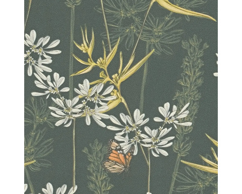 Tapetenmuster mit Blumen und Schmetterling