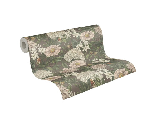 Tapetenrolle mit Blumen und Schmetterlingen