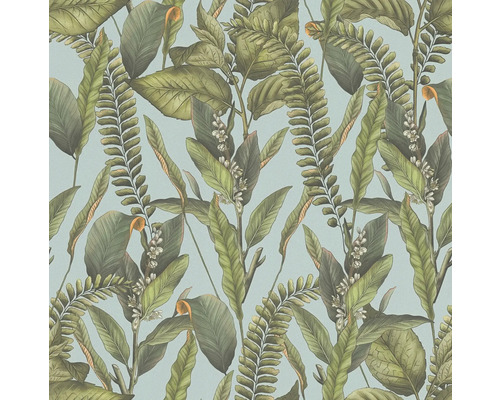 Tapetenmuster mit tropischen Blättern und Farnen
