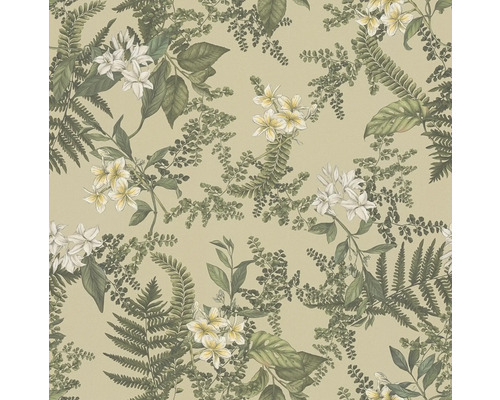 Tapete mit Farn- und Blütenmuster