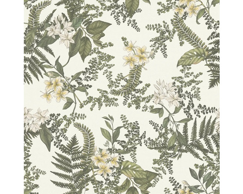 Tapete mit Farn-, Blatt- und Blumenmuster