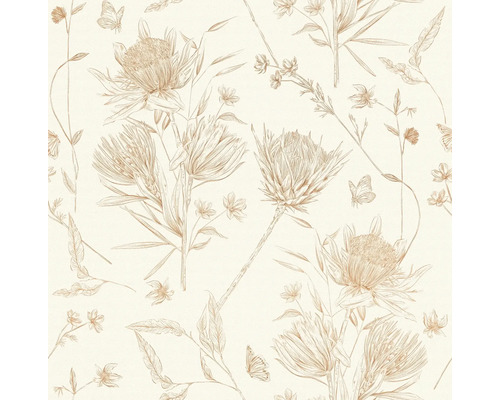 Blumenmuster Tapete mit Protea Blumen und Schmetterlingen