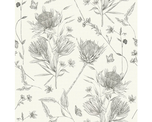 Tapete mit Blumen und Schmetterlingen