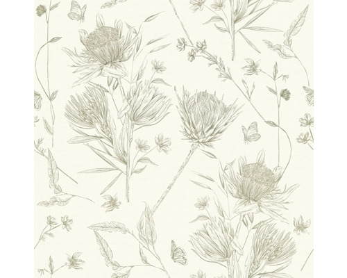 Tapete mit Blüten und Schmetterlingen
